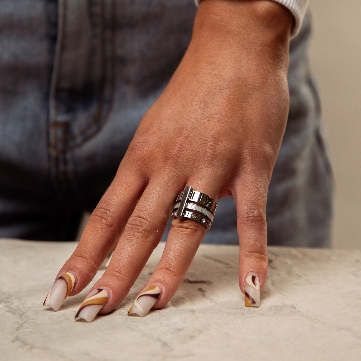 Triple Roman Numeral Ring | Silver
