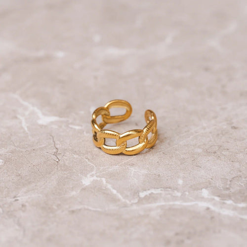 Anel Corrente Bold Ajustável Banhado em Ouro 18K