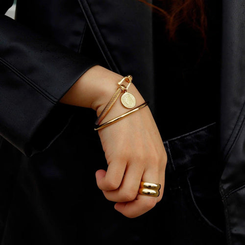 Anel Double Chunky Banhado em Ouro 18K