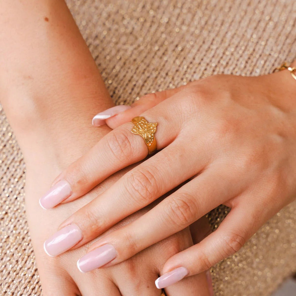 Anel Flora Ajustável Banhado em Ouro 18K