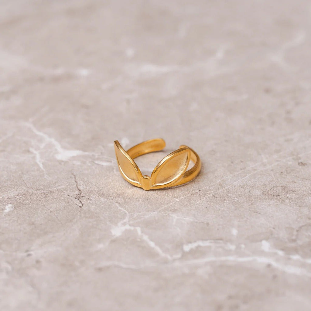 Anel Folhas Ajustável Banhado em Ouro 18K