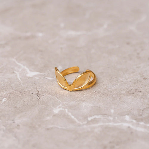 Anel Folhas Ajustável Banhado em Ouro 18K