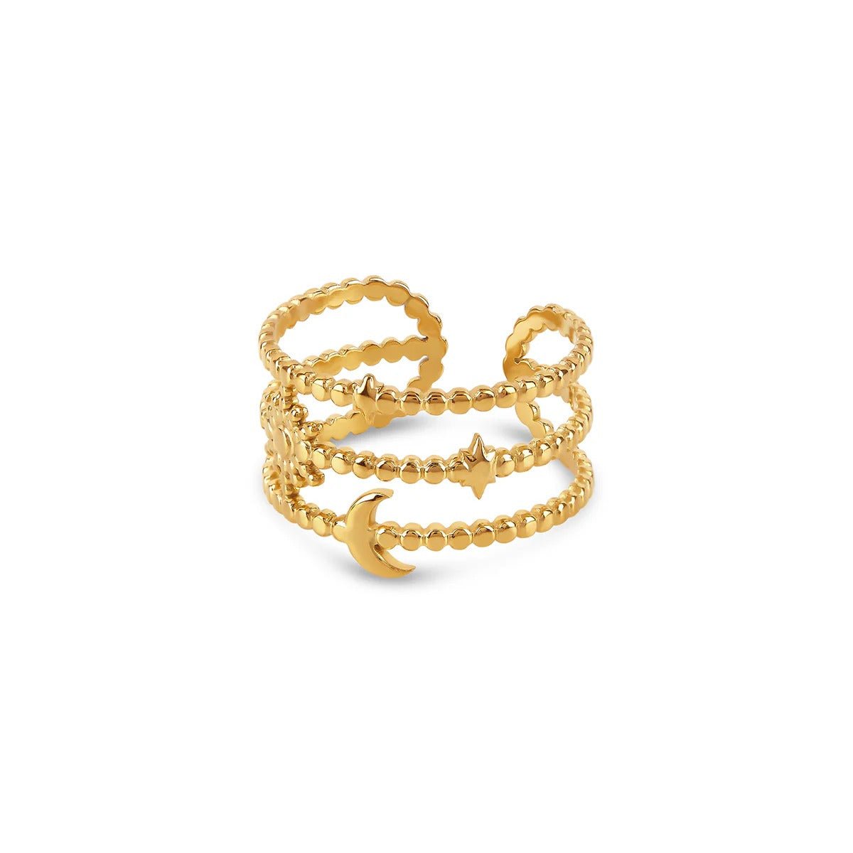 Anel Sky Ajustável Banhado em Ouro 18K