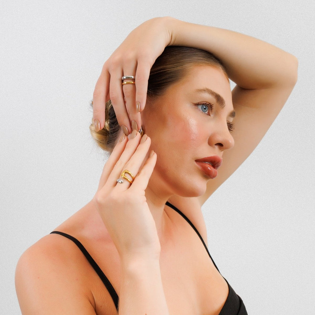 Wave Adjustable Ring | Gold & Silver Mix