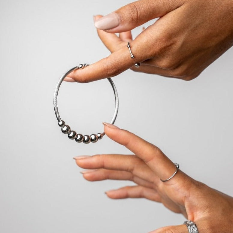 Anti-Stress Adjustable Ball Bracelet | Silver