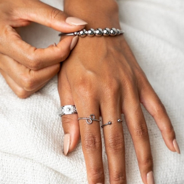 Anti-Stress Adjustable Ball Bracelet | Silver