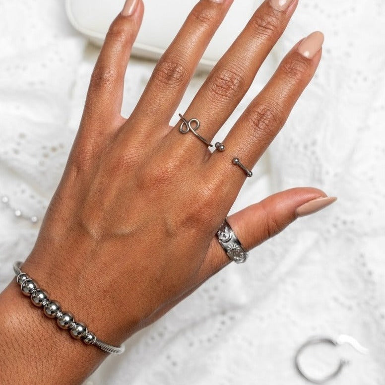 Anti-Stress Adjustable Ball Bracelet | Silver