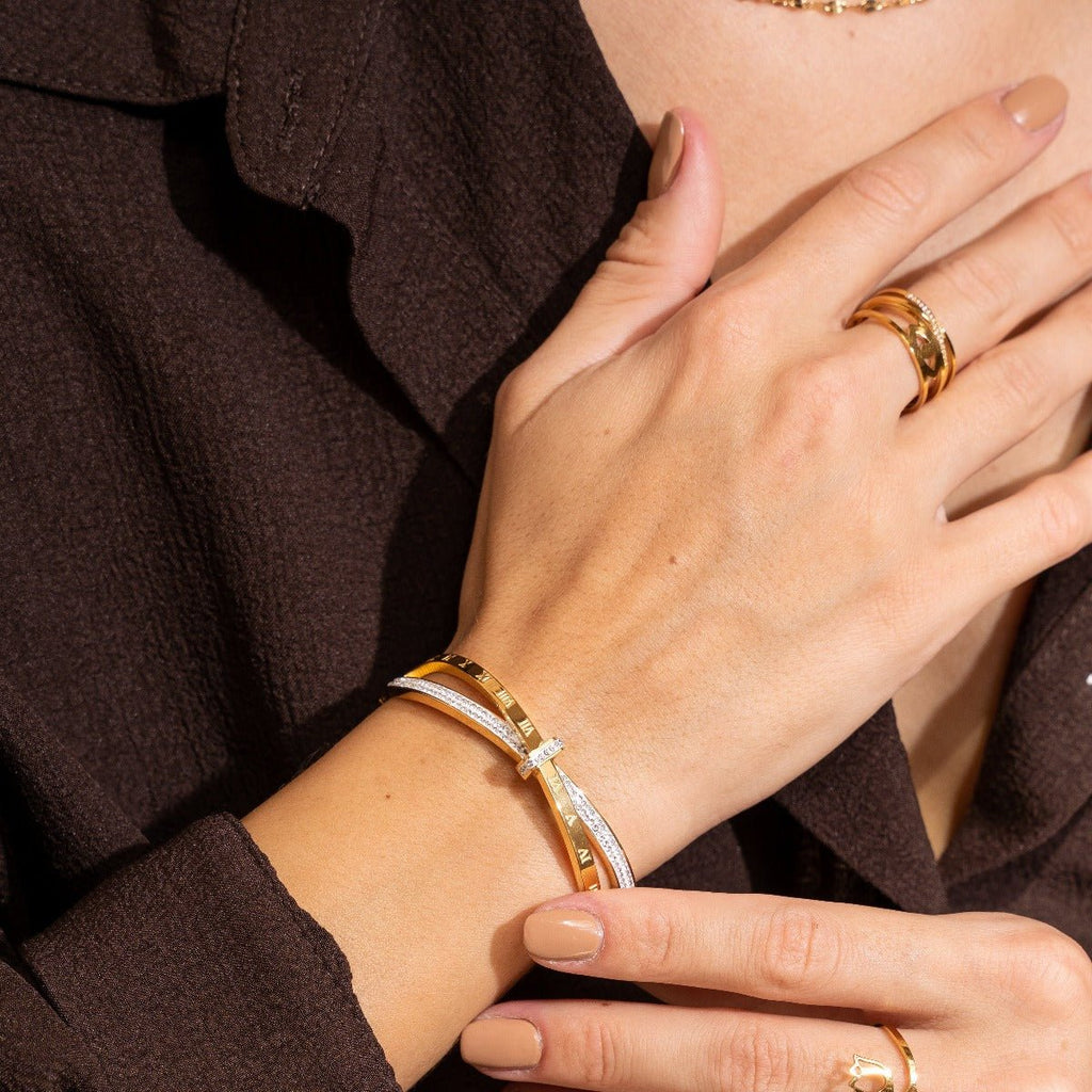 Roman Zirconia Bracelet | 18K Gold