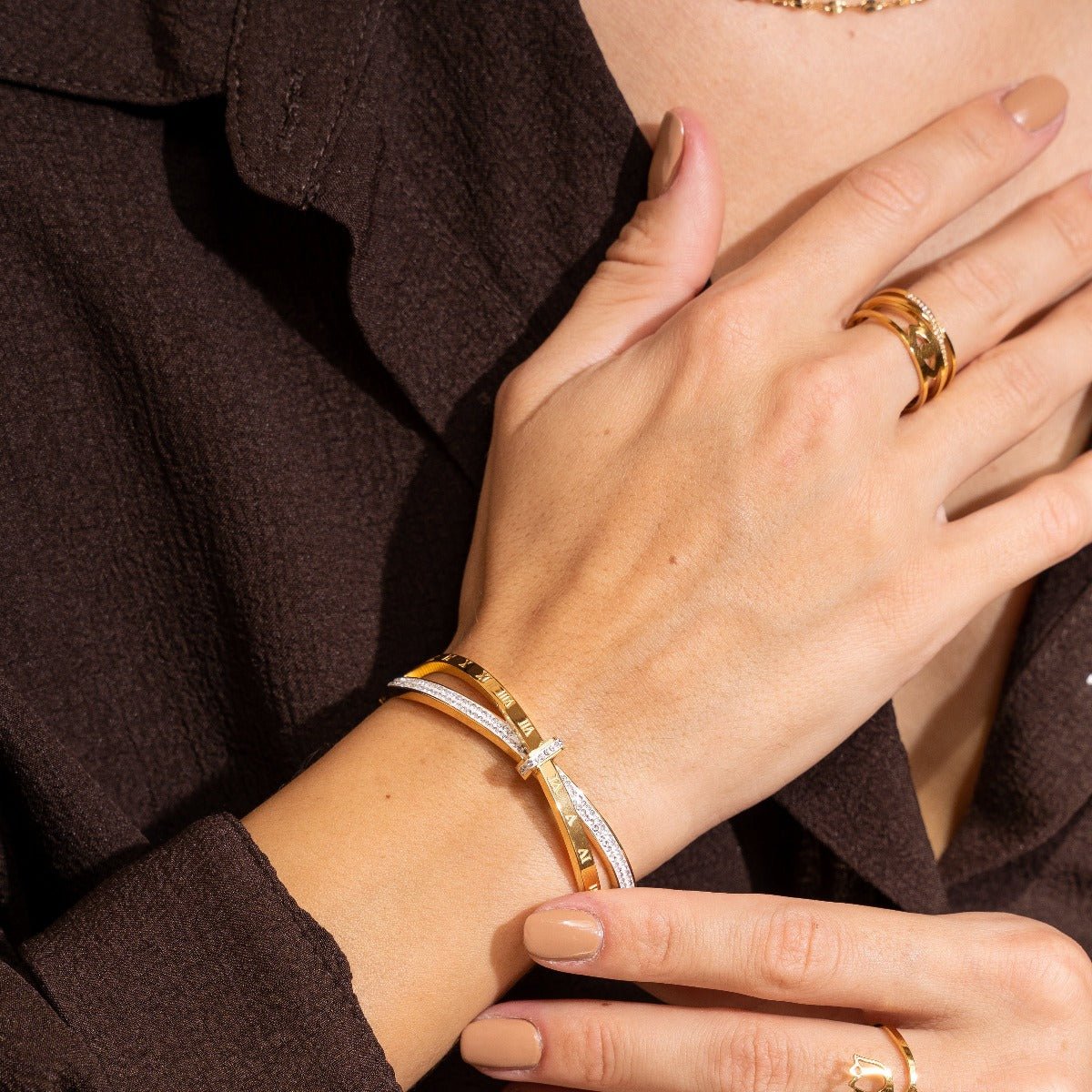 Roman Zirconia Bracelet | 18K Gold