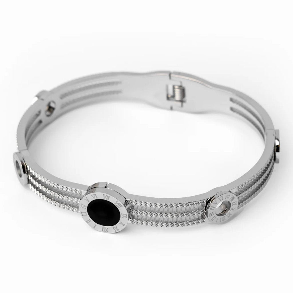 Bracelete Tríplice Ônix Banhado em Ouro 18k
