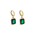 Brinco Argolinha Cristal Verde Banhado em Ouro 18k