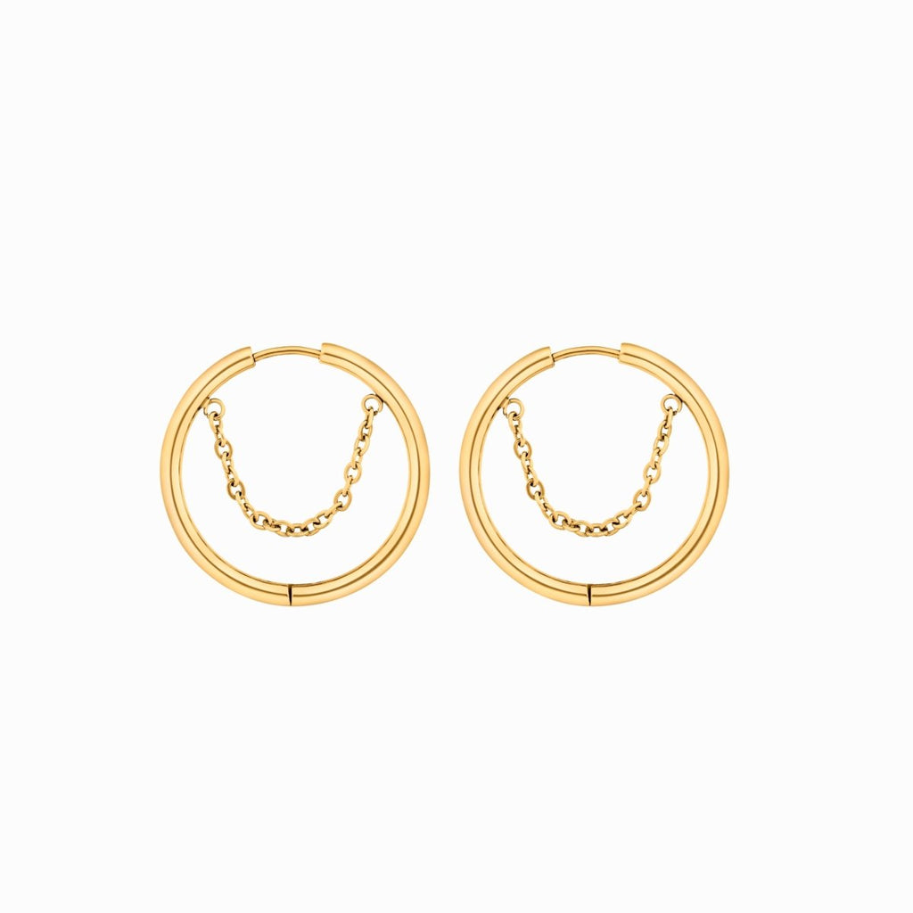 Hoop Earring Pipa | 18K Gold