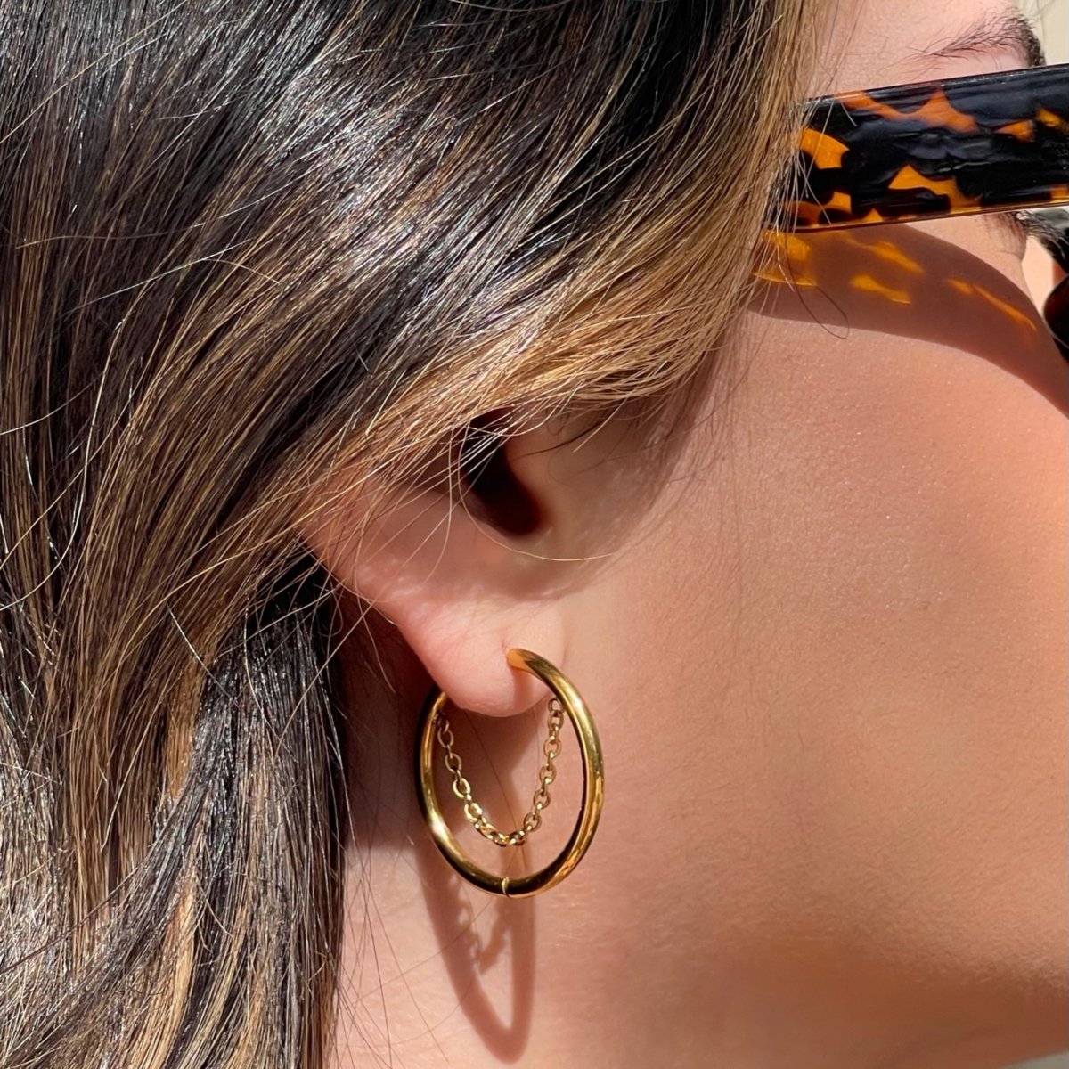 Hoop Earring Pipa | 18K Gold