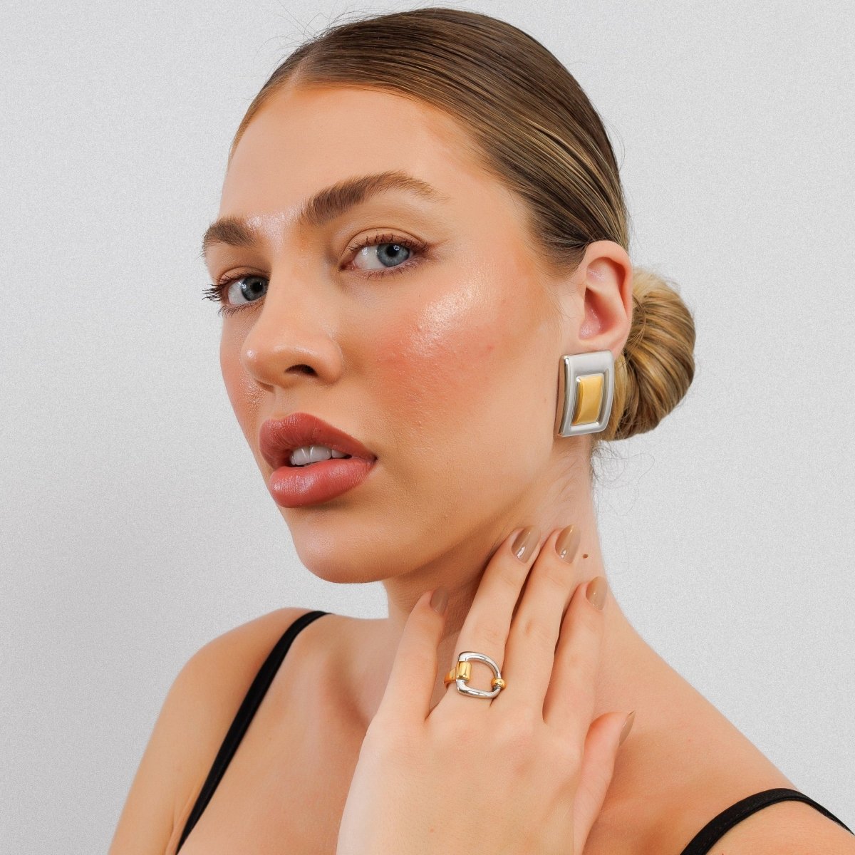 Geometric Earring | 18K Gold & Silver