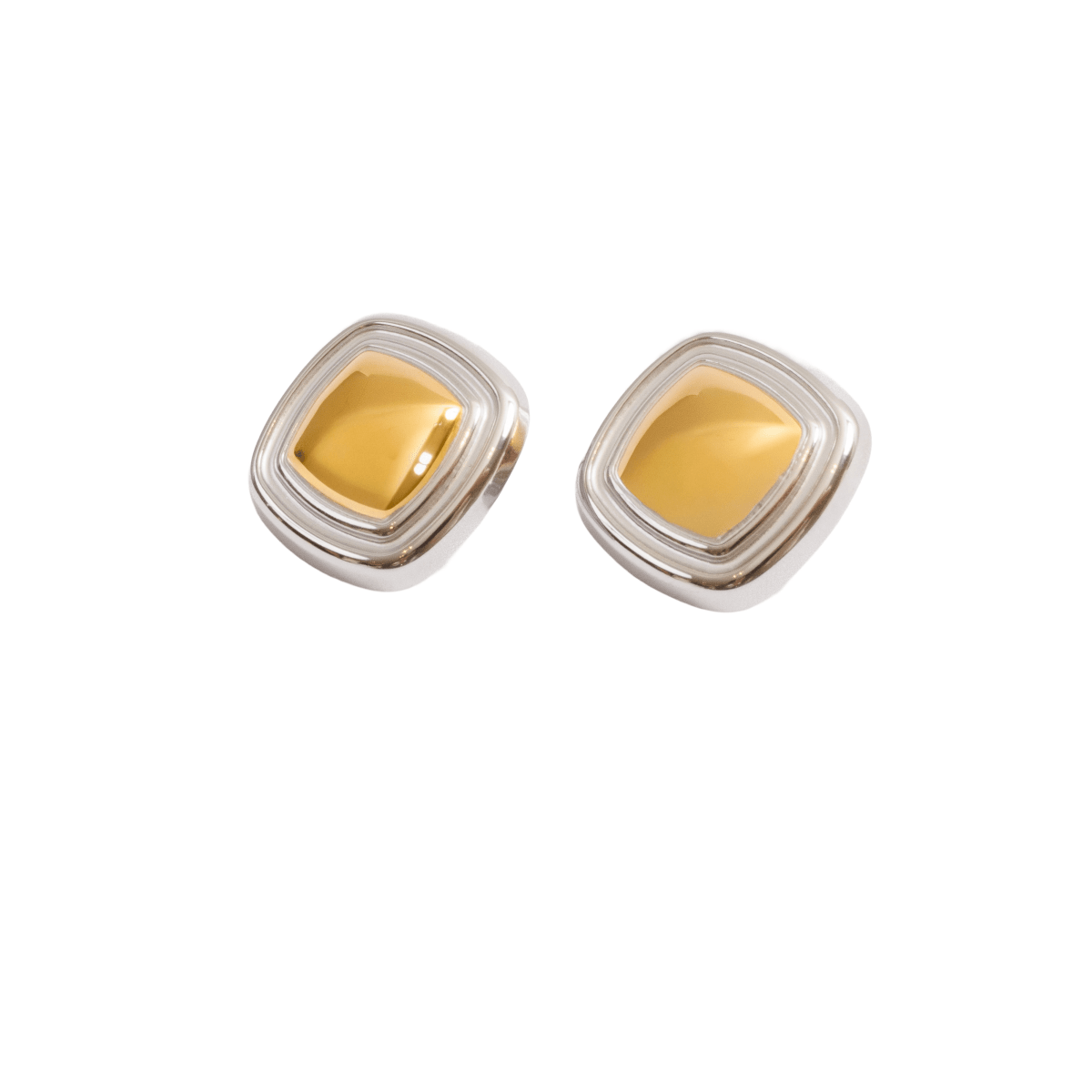 Square Lumière Earring | 18K Gold & Silver