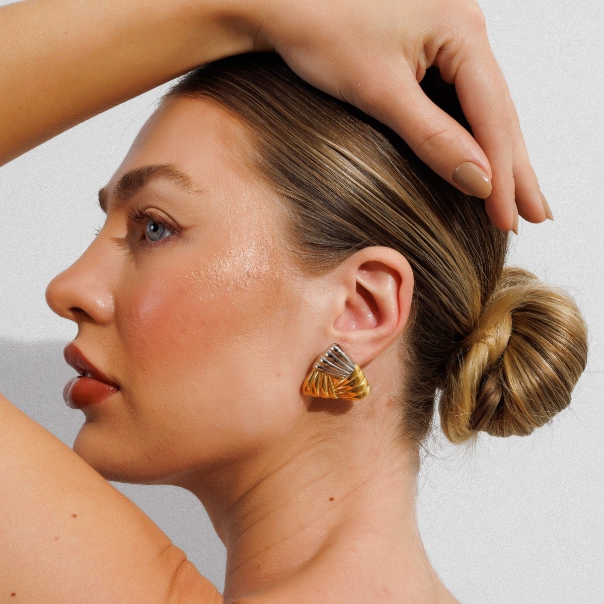 Triad Shine Earring | 18K Gold & Silver