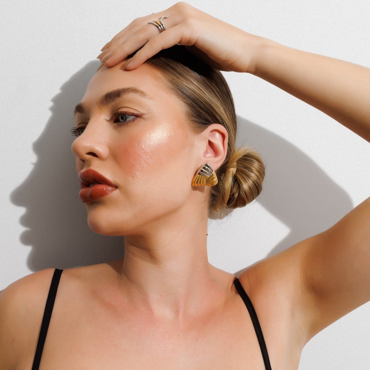 Triad Shine Earring | 18K Gold & Silver