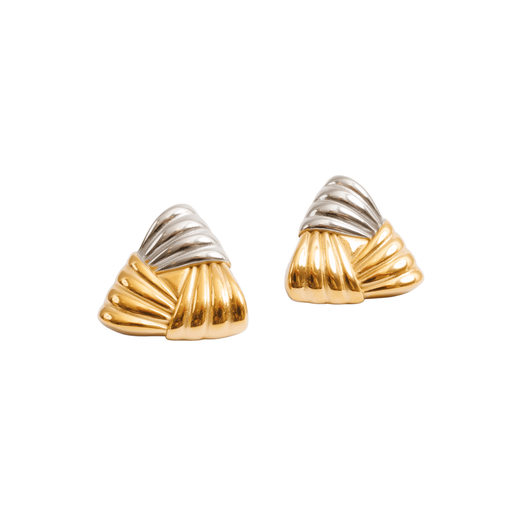 Triad Shine Earring | 18K Gold & Silver