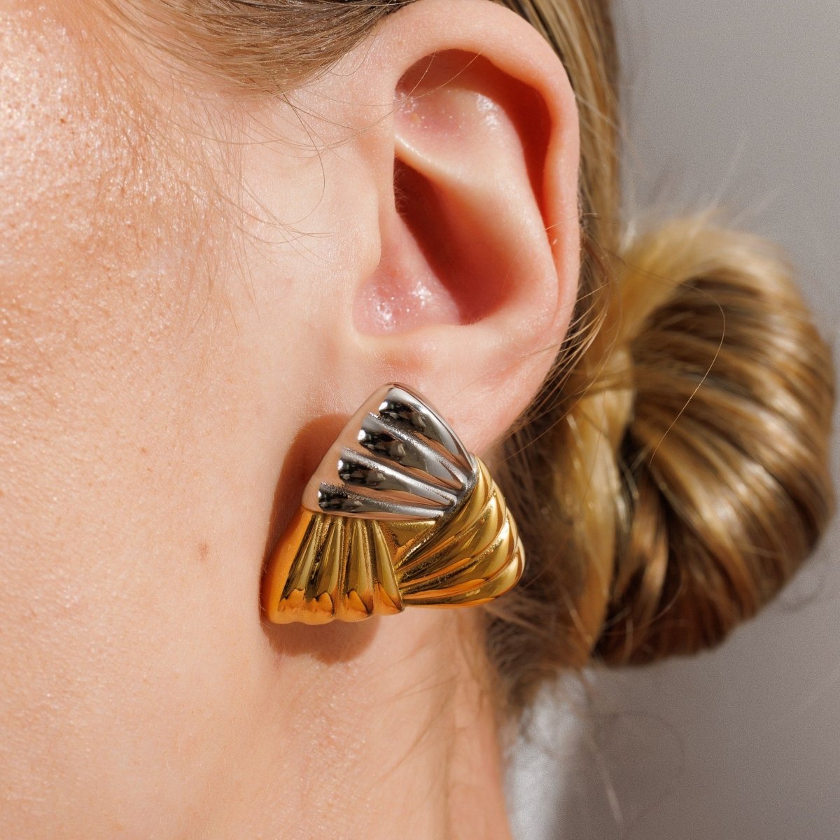 Triad Shine Earring | 18K Gold & Silver