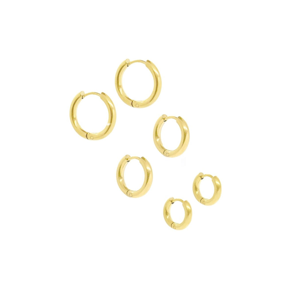Triple Hoop Earrings Set | 18K Gold