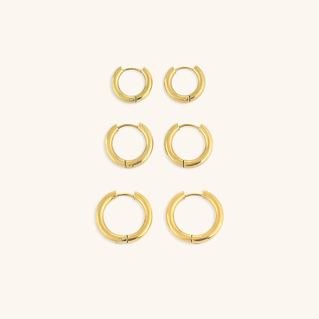 Triple Hoop Earrings Set | 18K Gold
