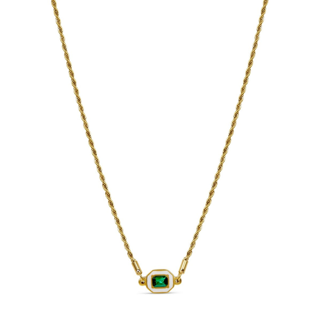 Colar Aura Esmeralda Banhado em Ouro 18K
