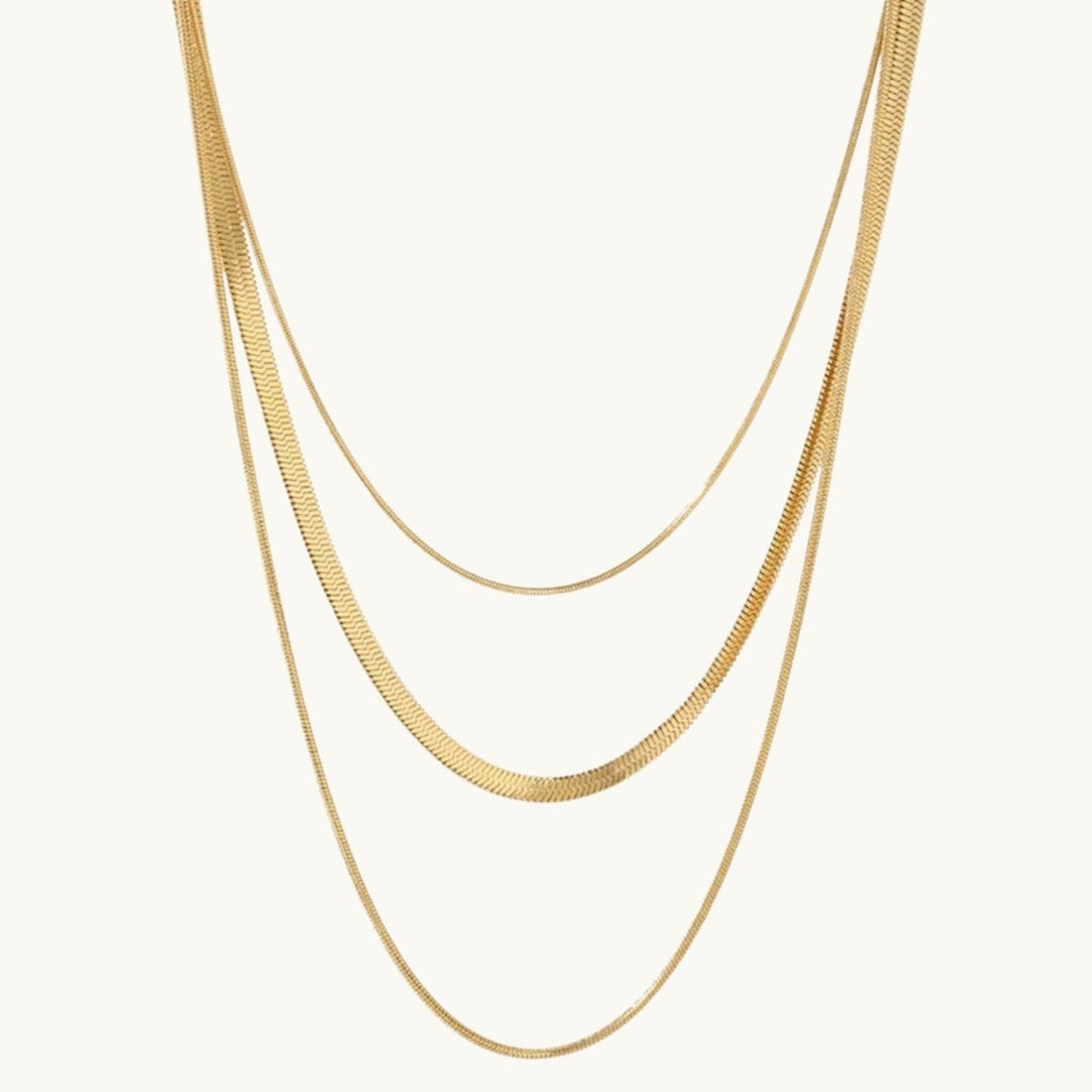 Celina Triple Layer Chain Necklace | 18K Gold