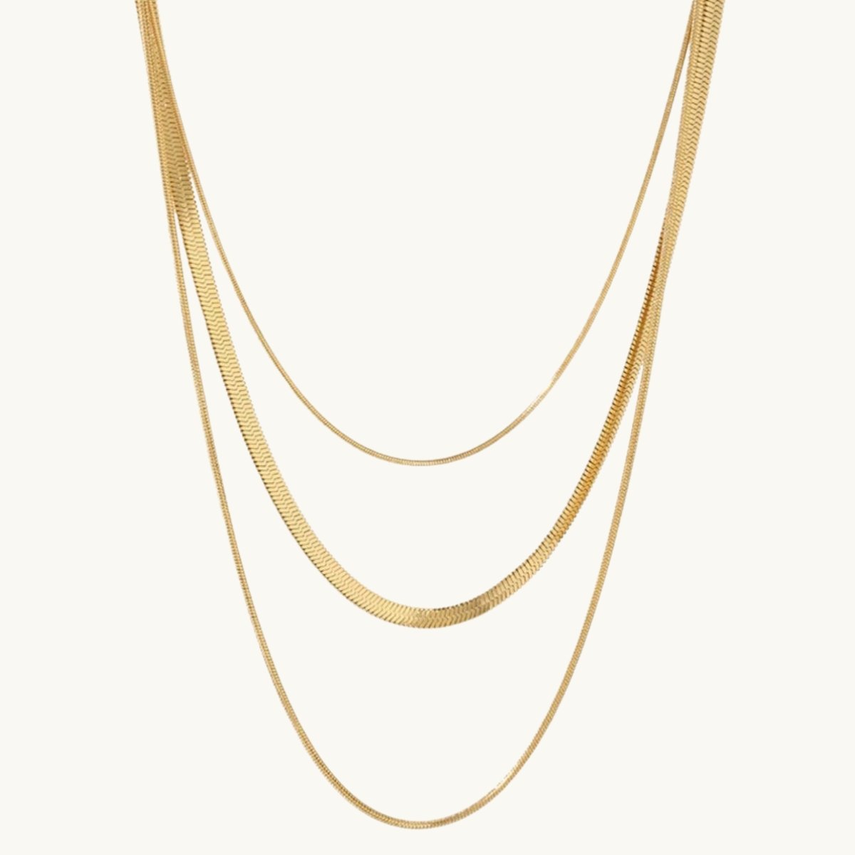 Celina Triple Layer Chain Necklace | 18K Gold
