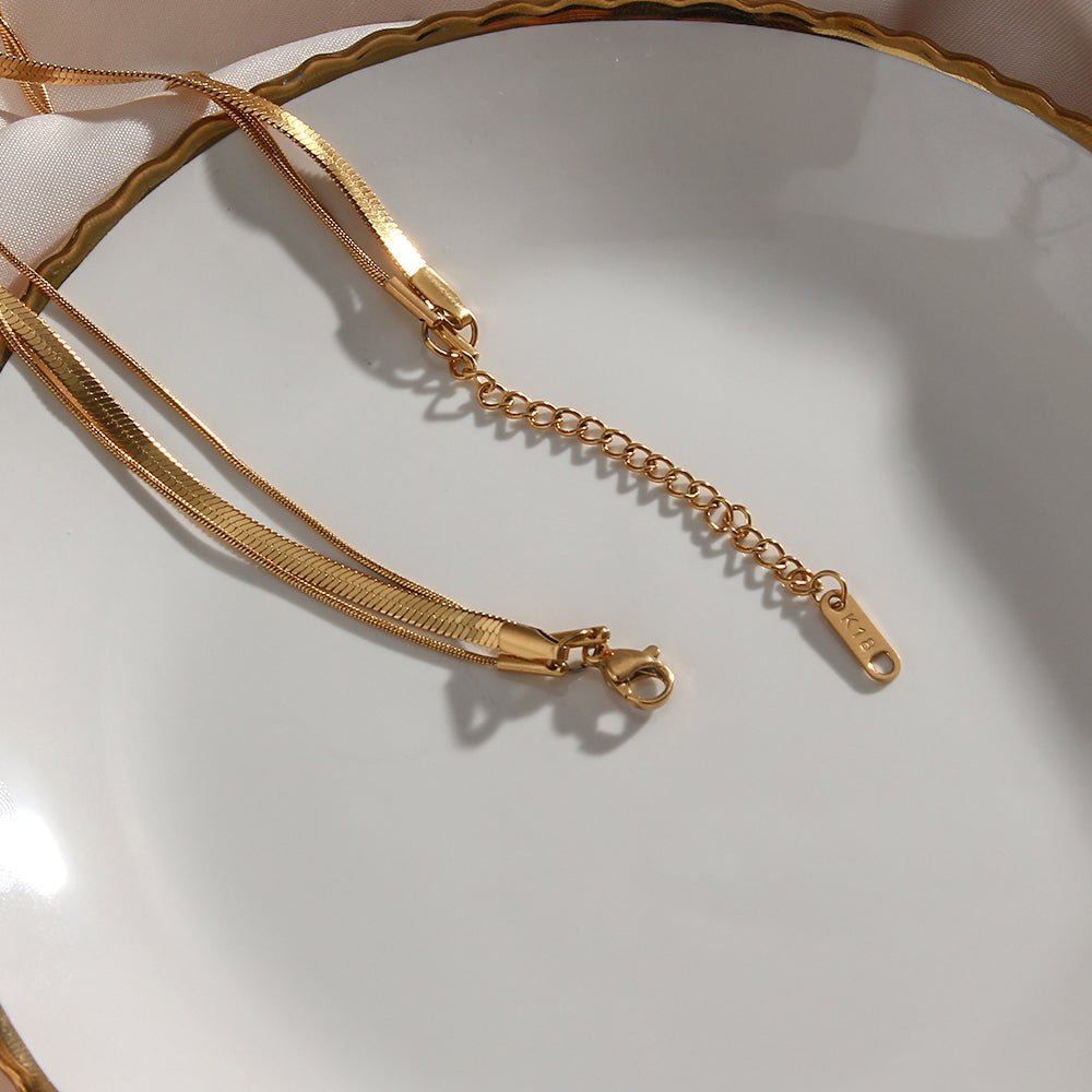 Celina Triple Layer Chain Necklace | 18K Gold