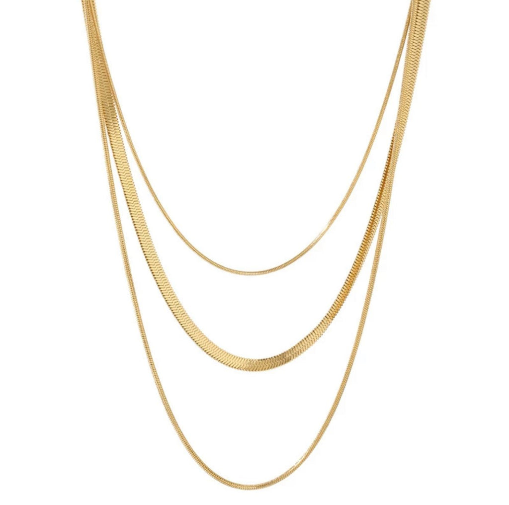 Celina Triple Layer Chain Necklace | 18K Gold