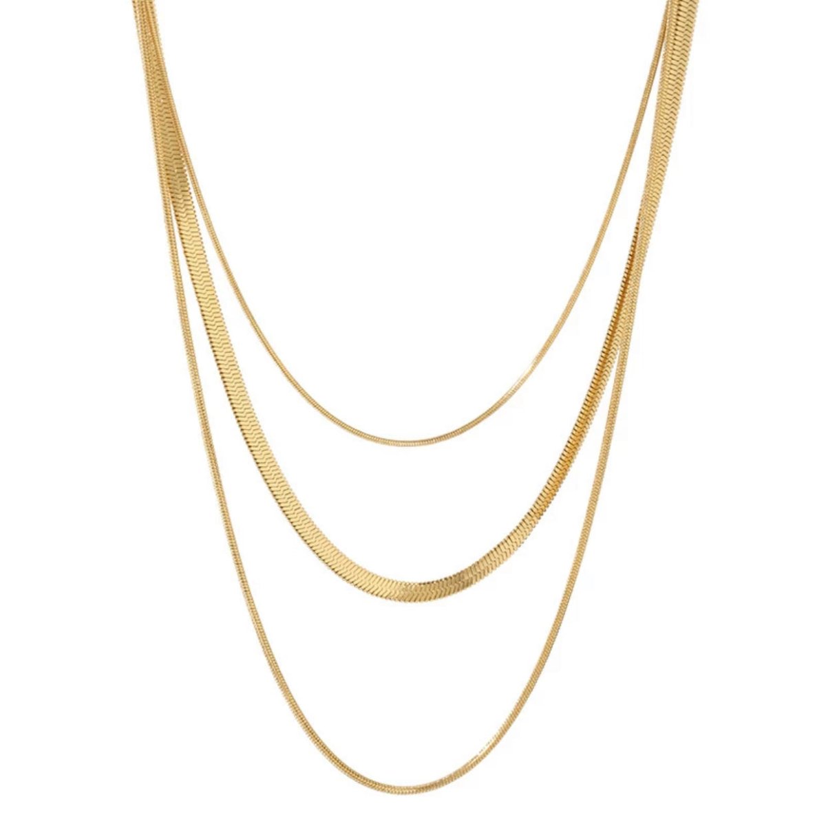 Celina Triple Layer Chain Necklace | 18K Gold