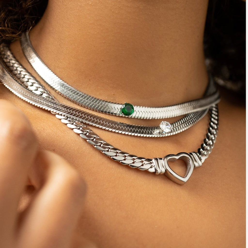 Minimalist Heart Choker Necklace | Silver