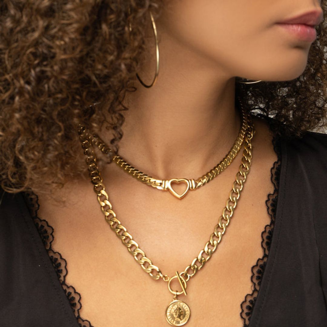 Minimalist Heart Choker Necklace | 18K Gold