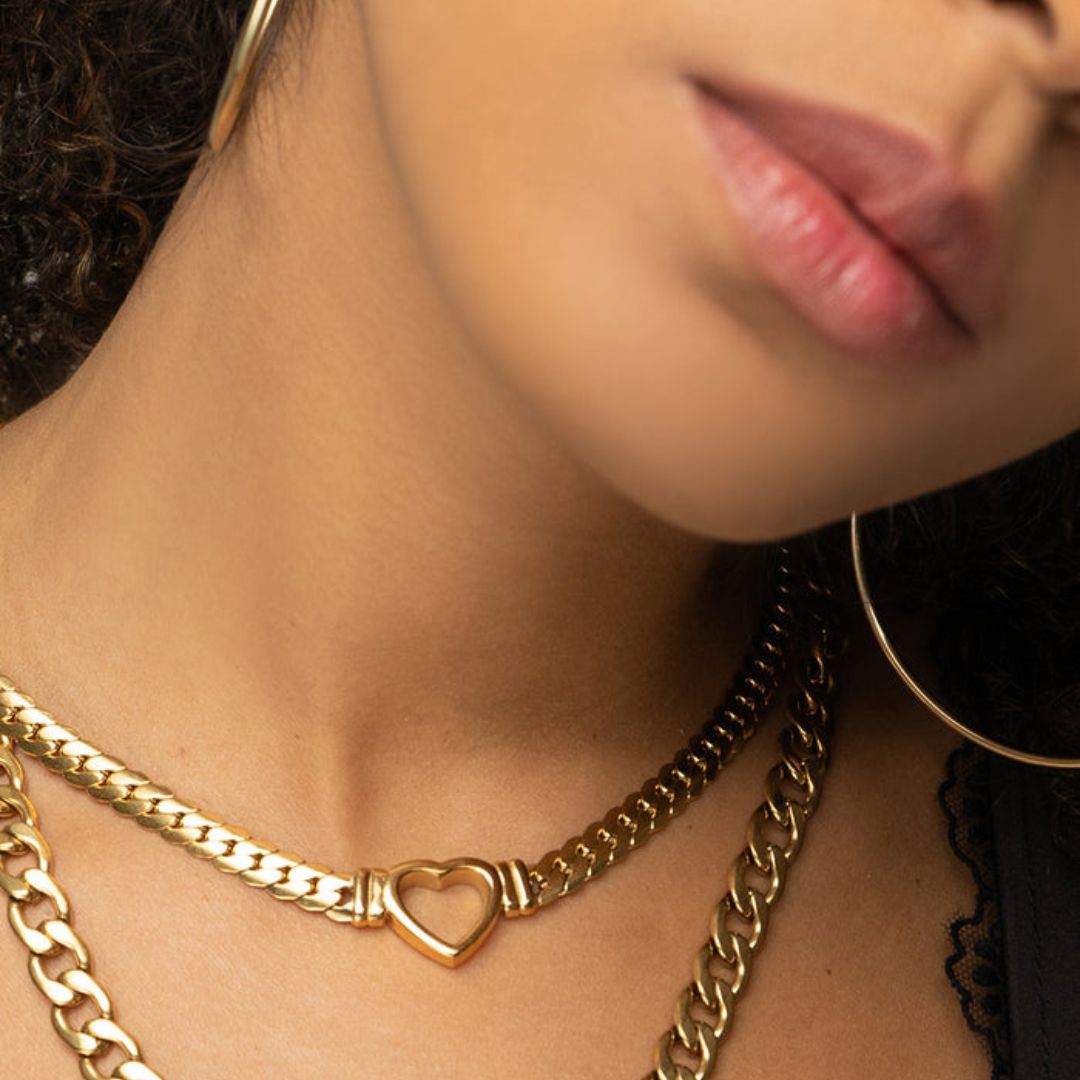 Minimalist Heart Choker Necklace | 18K Gold