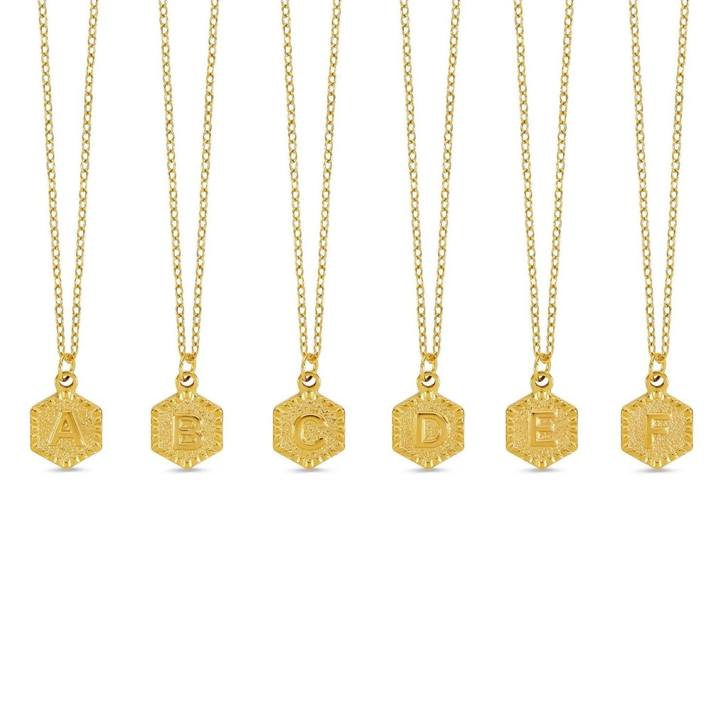 Colar Letra Inicial Hex Banhado em Ouro 18K