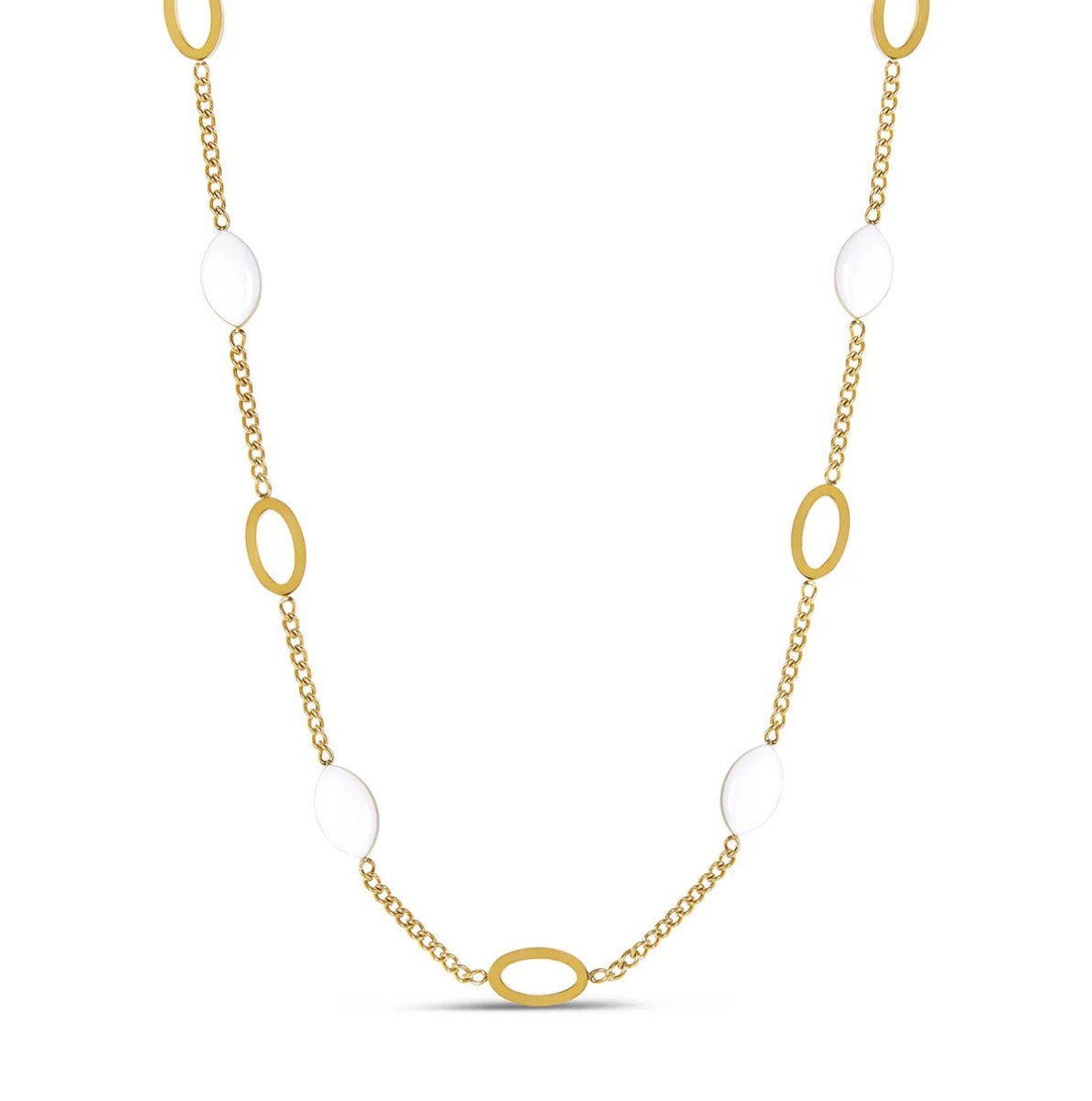 Colar Pingente Oval Angellica Banhado em Ouro 18K