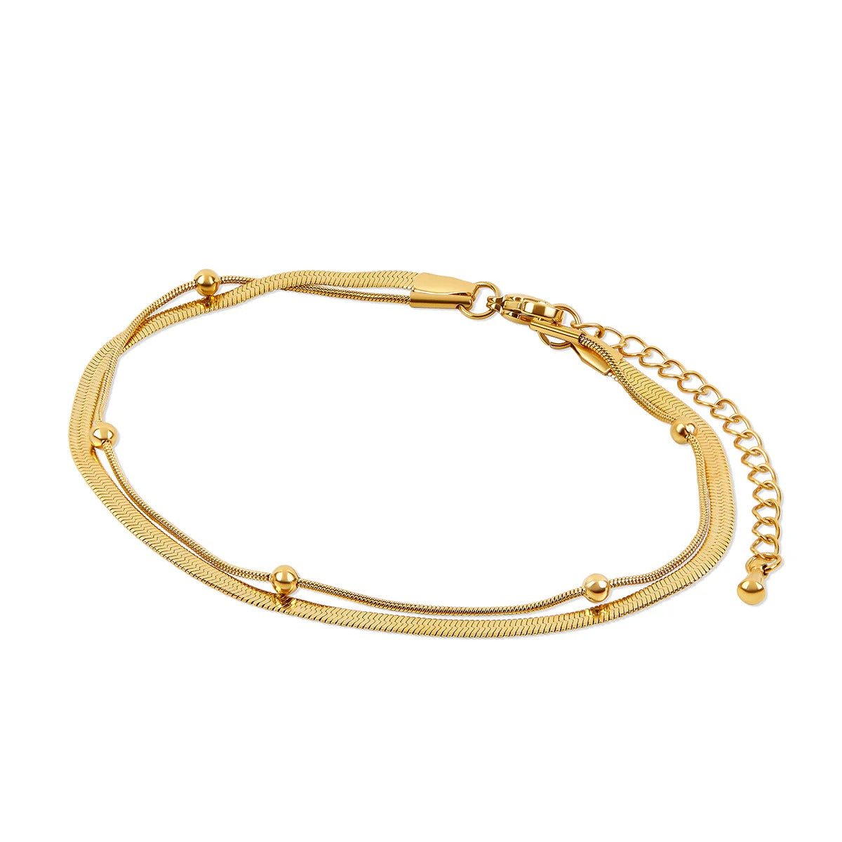Double Ball Anklet | 18K Gold