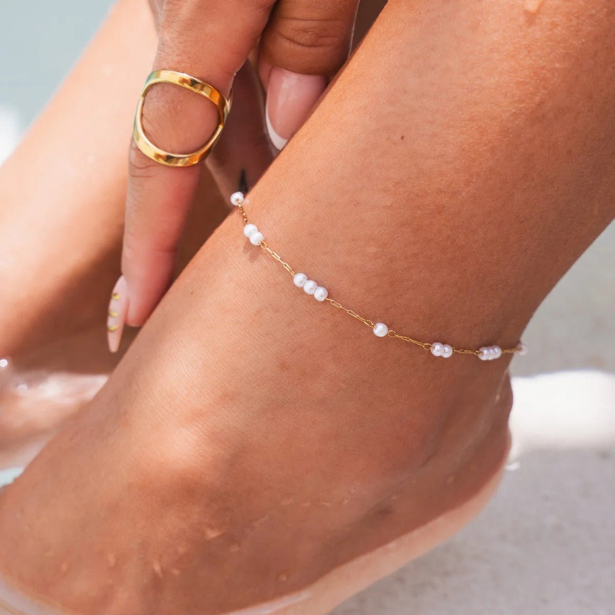 Delicate Pearl Anklet | 18K Gold